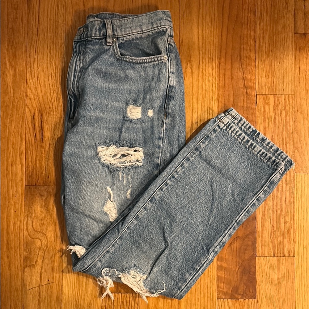 Garage Blue Distressed Boot Cut Jeans